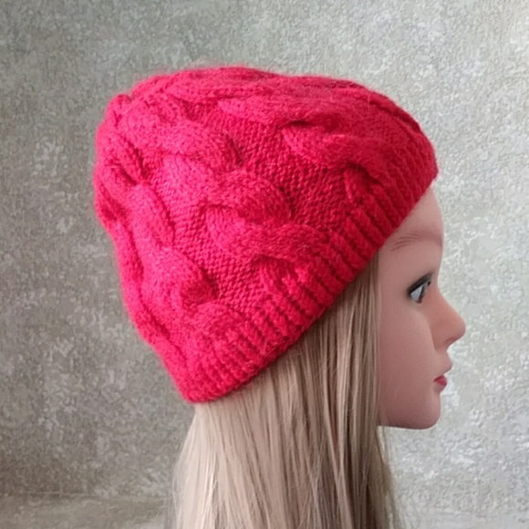 Beanie Hat Wool Blend Cable knit Handmade NEW - Picture 5 of 6